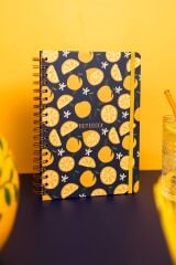 Matt Notebook B5 17x24 cm Spiralli Lastikli Kareli Tarihsiz Not Defteri Limon