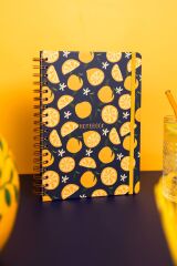 Matt Notebook B5 17x24 cm Spiralli Lastikli Kareli Tarihsiz Not Defteri Limon