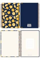 Matt Notebook B5 17x24 cm Spiralli Lastikli Kareli Tarihsiz Not Defteri Limon