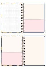 Matt Notebook B5 17x24 cm Spiralli Lastikli Kareli Tarihsiz Not Defteri Limon
