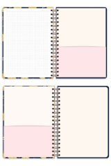 Matt Notebook B5 17x24 cm Spiralli Lastikli Kareli Tarihsiz Not Defteri Limon