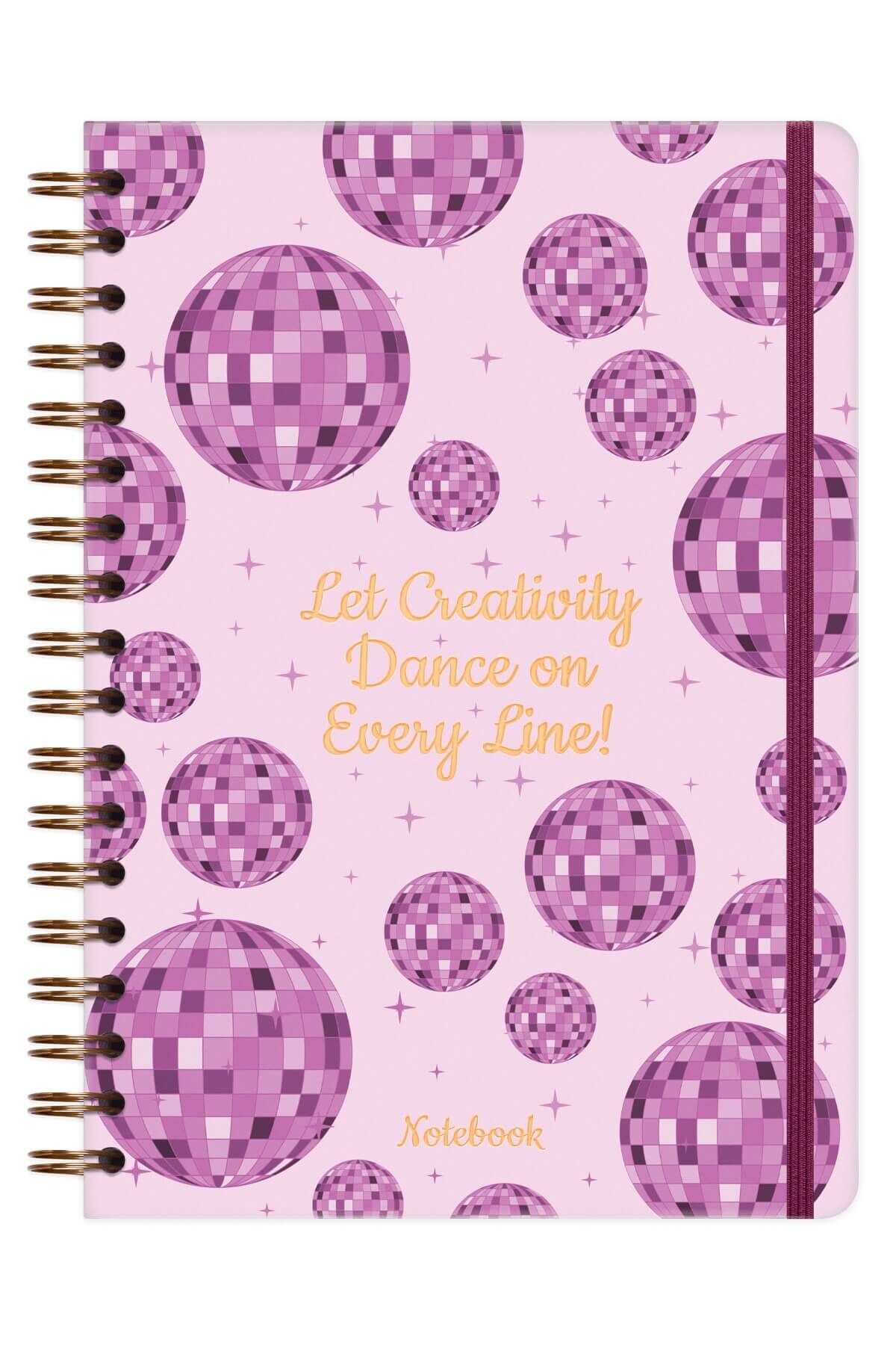 Matt Notebook B5 17x24 cm Spiralli Lastikli Kareli Tarihsiz Not Defteri Disko Topu