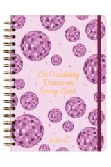 Matt Notebook B5 17x24 cm Spiralli Lastikli Kareli Tarihsiz Not Defteri Disko Topu