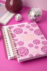 Matt Notebook B5 17x24 cm Spiralli Lastikli Kareli Tarihsiz Not Defteri Disko Topu