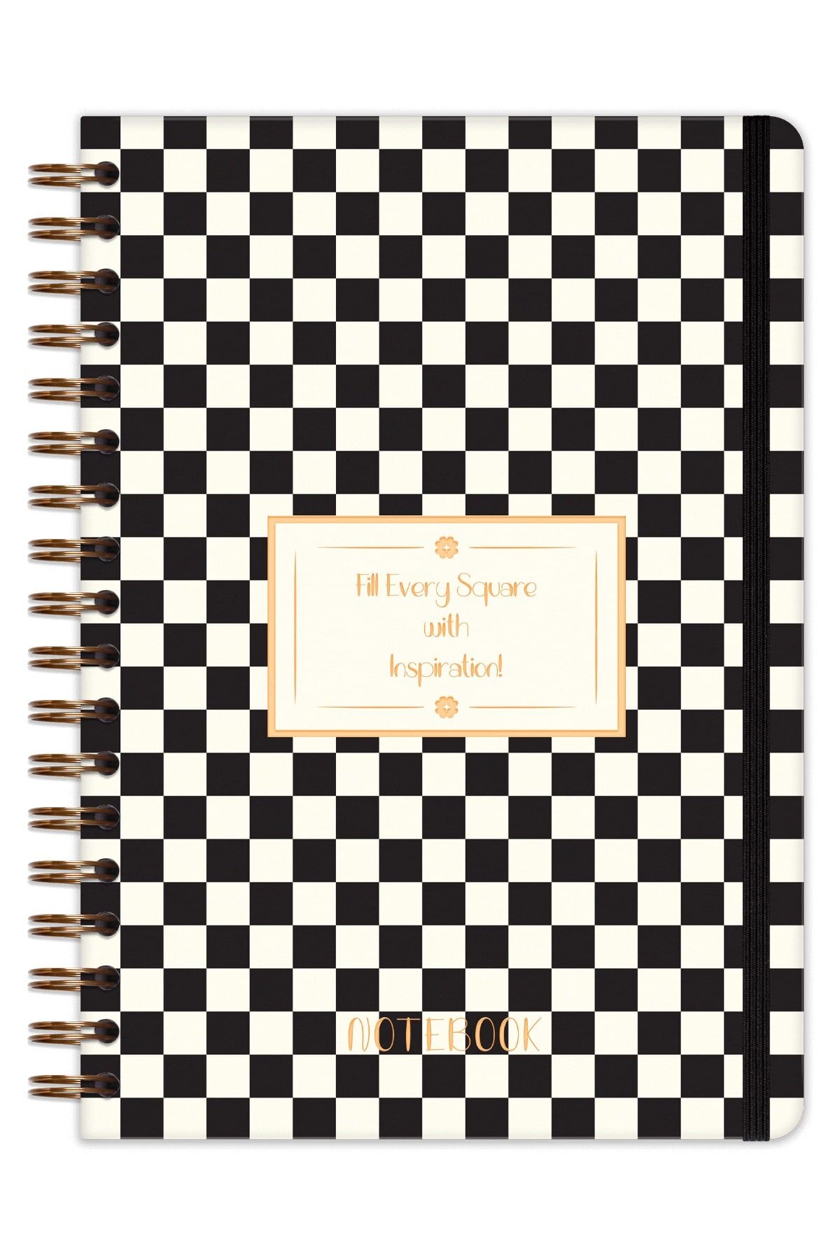 Matt Notebook B5 17x24 cm Spiralli Lastikli Kareli Tarihsiz Not Defteri Dama Desenli