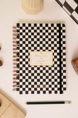 Matt Notebook B5 17x24 cm Spiralli Lastikli Kareli Tarihsiz Not Defteri Dama Desenli