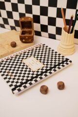 Matt Notebook B5 17x24 cm Spiralli Lastikli Kareli Tarihsiz Not Defteri Dama Desenli