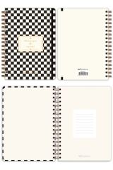 Matt Notebook B5 17x24 cm Spiralli Lastikli Kareli Tarihsiz Not Defteri Dama Desenli