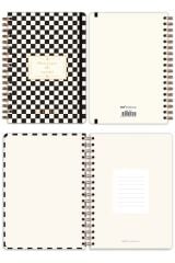 Matt Notebook B5 17x24 cm Spiralli Lastikli Kareli Tarihsiz Not Defteri Dama Desenli