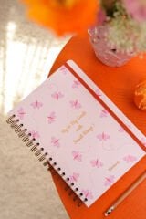 Matt Notebook B5 17x24 cm Spiralli Lastikli Çizgili Tarihsiz Not Defteri Kelebekler