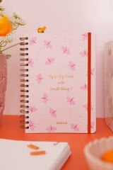 Matt Notebook B5 17x24 cm Spiralli Lastikli Çizgili Tarihsiz Not Defteri Kelebekler