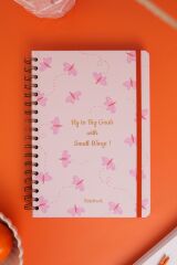 Matt Notebook B5 17x24 cm Spiralli Lastikli Çizgili Tarihsiz Not Defteri Kelebekler