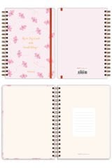 Matt Notebook B5 17x24 cm Spiralli Lastikli Çizgili Tarihsiz Not Defteri Kelebekler