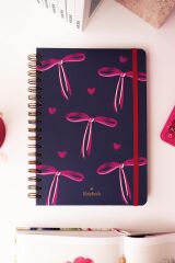 Matt Notebook B5 17x24 cm Spiralli Lastikli Çizgili Tarihsiz Not Defteri Fiyonk