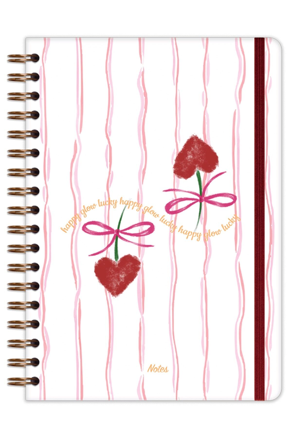 Matt Notebook B5 17x24 cm Spiralli Lastikli Çizgili Tarihsiz Not Defteri Kiraz Fiyonk