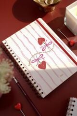 Matt Notebook B5 17x24 cm Spiralli Lastikli Çizgili Tarihsiz Not Defteri Kiraz Fiyonk