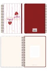 Matt Notebook B5 17x24 cm Spiralli Lastikli Çizgili Tarihsiz Not Defteri Kiraz Fiyonk