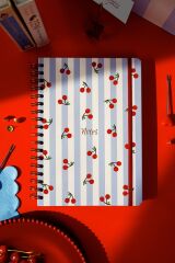 Matt Notebook B5 17x24 cm Spiralli Lastikli Çizgili Tarihsiz Not Defteri Kiraz