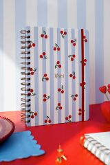 Matt Notebook B5 17x24 cm Spiralli Lastikli Çizgili Tarihsiz Not Defteri Kiraz