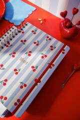 Matt Notebook B5 17x24 cm Spiralli Lastikli Çizgili Tarihsiz Not Defteri Kiraz