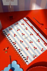 Matt Notebook B5 17x24 cm Spiralli Lastikli Çizgili Tarihsiz Not Defteri Kiraz