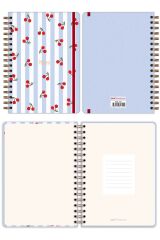 Matt Notebook B5 17x24 cm Spiralli Lastikli Çizgili Tarihsiz Not Defteri Kiraz