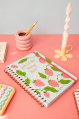 Matt Notebook B5 17x24 cm Spiralli Lastikli Noktalı Tarihsiz Not Defteri Çilek