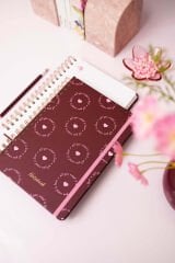 Matt Notebook B5 17x24 cm Spiralli Lastikli Noktalı Tarihsiz Not Defteri Kalpler