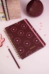 Matt Notebook B5 17x24 cm Spiralli Lastikli Noktalı Tarihsiz Not Defteri Kalpler