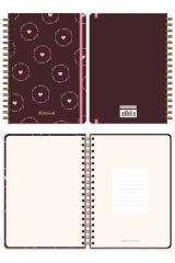 Matt Notebook B5 17x24 cm Spiralli Lastikli Noktalı Tarihsiz Not Defteri Kalpler