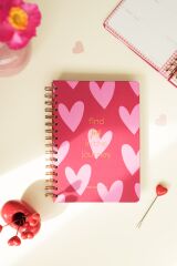 Matt Notebook A5 Spiralli Süresiz Planlayıcı Ajanda Motivasyon Sayfalı Kalpler