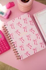 Matt Notebook A5 Spiralli Süresiz Planlayıcı Ajanda Motivasyon Sayfalı Pembe Fiyonk