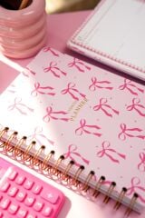 Matt Notebook A5 Spiralli Süresiz Planlayıcı Ajanda Motivasyon Sayfalı Pembe Fiyonk