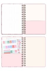 Matt Notebook A5 Spiralli Süresiz Planlayıcı Ajanda Motivasyon Sayfalı Pembe Fiyonk