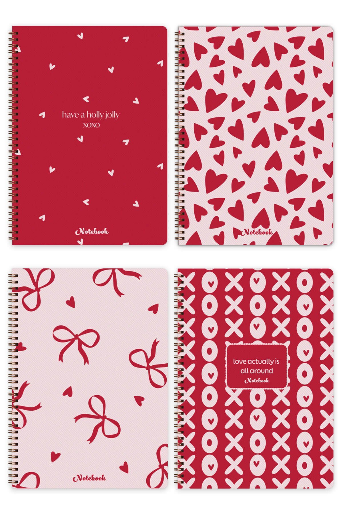 A4 Spiralli Okul Defteri 80 yaprak 4'lü Set - Çizgili