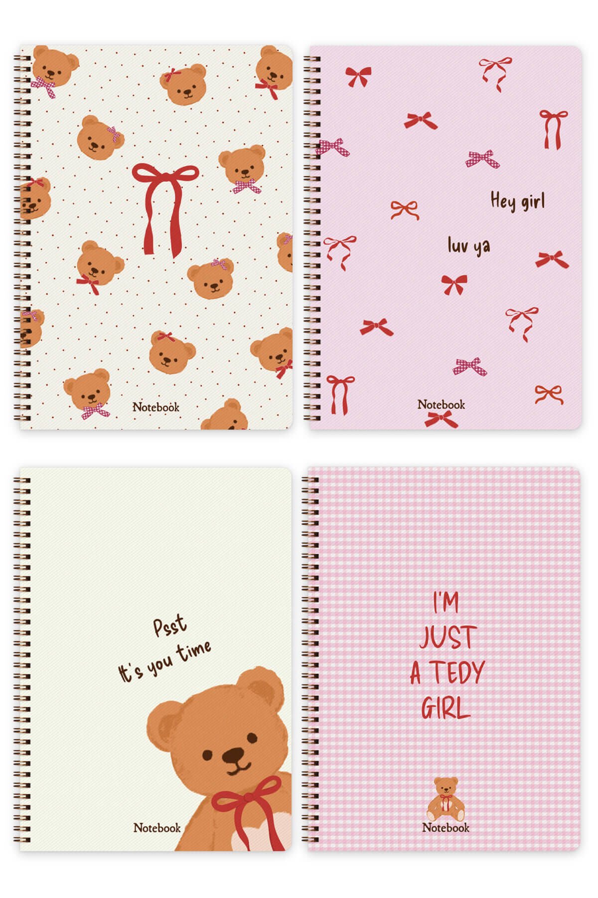 A4 Spiralli Okul Defteri 80 yaprak 4'lü Set - Kareli