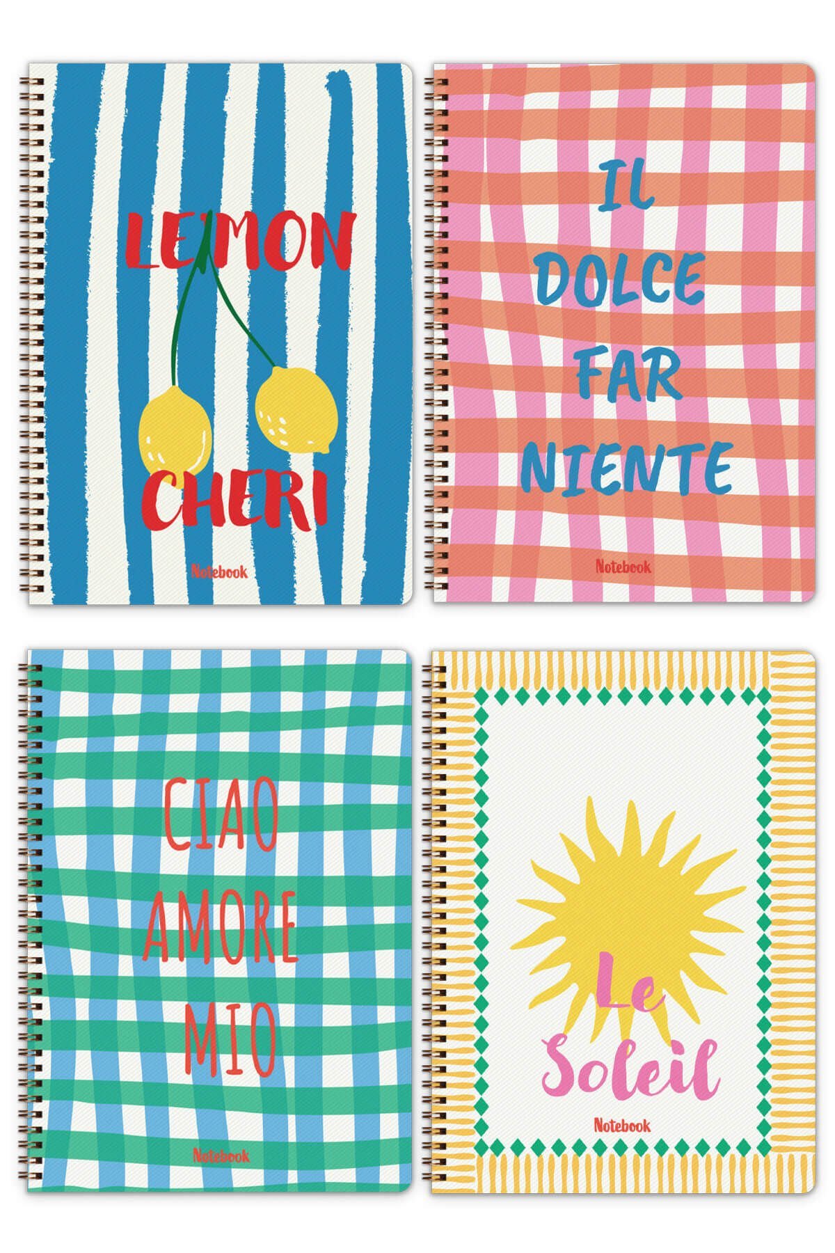 A4 Spiralli Okul Defteri 80 yaprak 4'lü Set - Çizgili