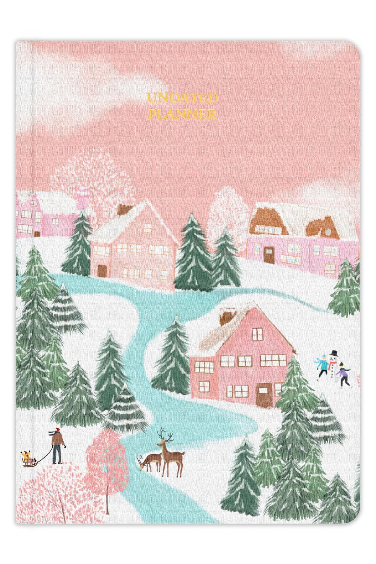 Matt Notebook Premium Edition A5 15x21 cm Keten Baskılı Süresiz Planlayıcı Ajanda Winter Village