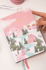Matt Notebook Premium Edition A5 15x21 cm Keten Baskılı Süresiz Planlayıcı Ajanda Winter Village