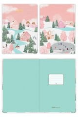 Matt Notebook Premium Edition A5 15x21 cm Keten Baskılı Süresiz Planlayıcı Ajanda Winter Village