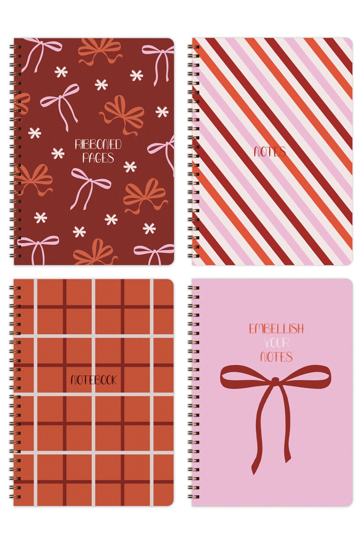 A5 Spiralli Okul Defteri 80 yaprak 4'lü Set - Kareli