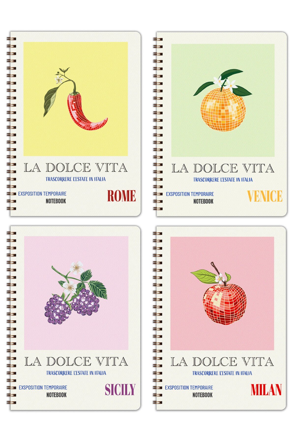 A5 Spiralli Okul Defteri 80 yaprak 4'lü Set - Çizgili