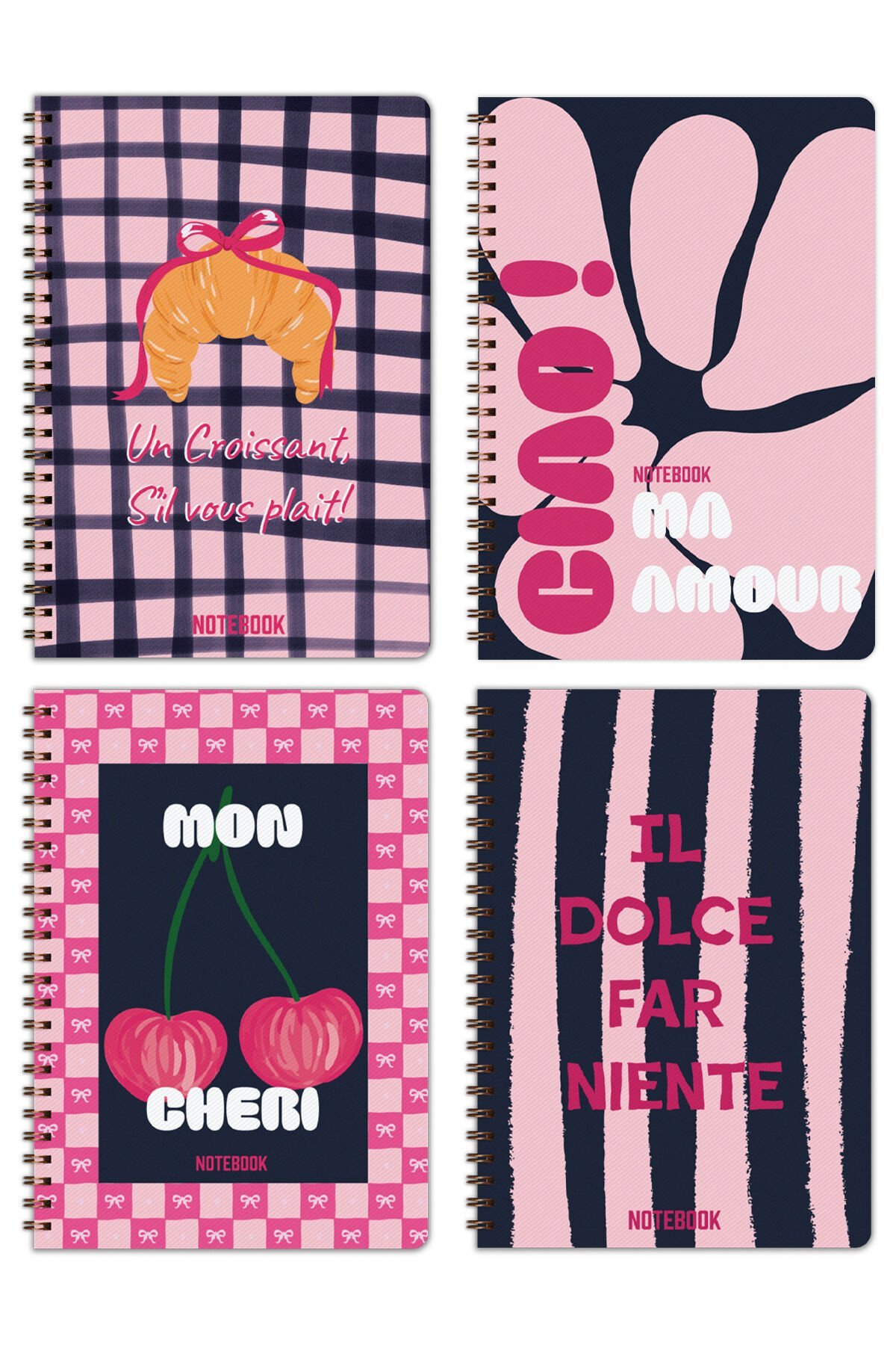 A5 Spiralli Okul Defteri 80 yaprak 4'lü Set - Kareli