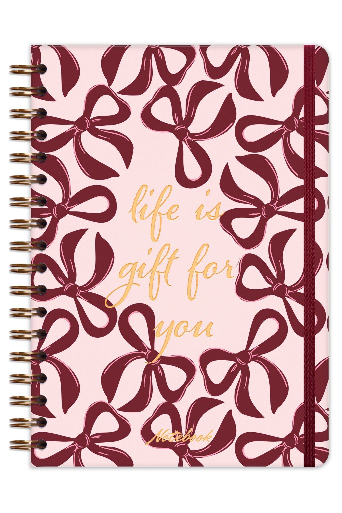 Matt Notebook B5 17x24 cm Spiralli Lastikli Düz, Çizgisiz Tarihsiz Not Defteri Fiyonklar