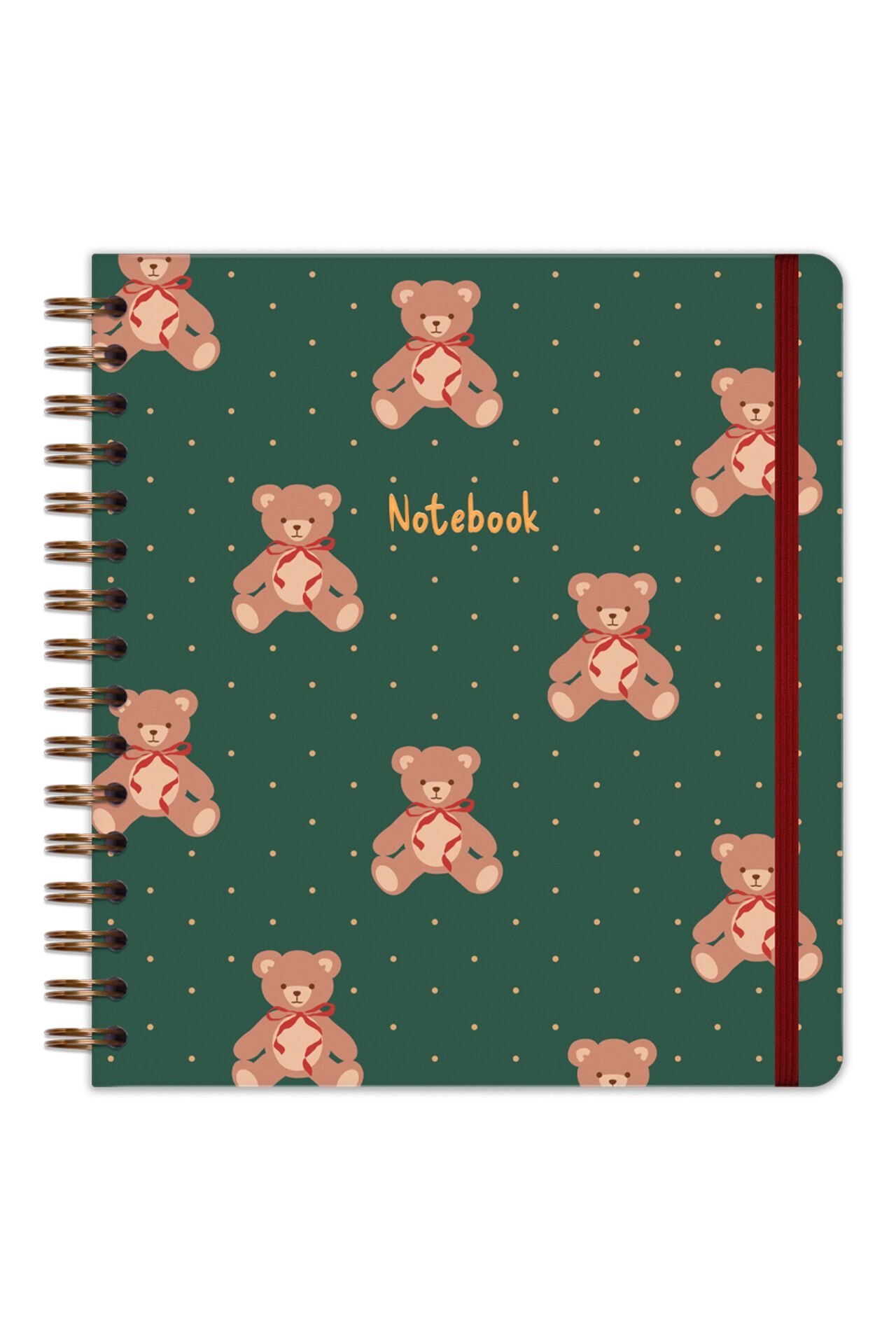 Matt Notebook 19x21 cm Kare Lastikli Spiralli Sert Kapak Not Defteri Çizgili Ayıcıklar