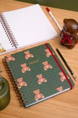 Matt Notebook 19x21 cm Kare Lastikli Spiralli Sert Kapak Not Defteri Çizgili Ayıcıklar