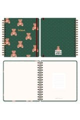 Matt Notebook 19x21 cm Kare Lastikli Spiralli Sert Kapak Not Defteri Çizgili Ayıcıklar