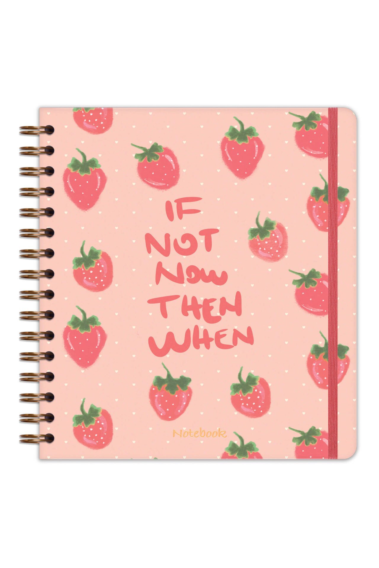 Matt Notebook 19x21 cm Kare Lastikli Spiralli Sert Kapak Not Defteri Çizgili Çilek