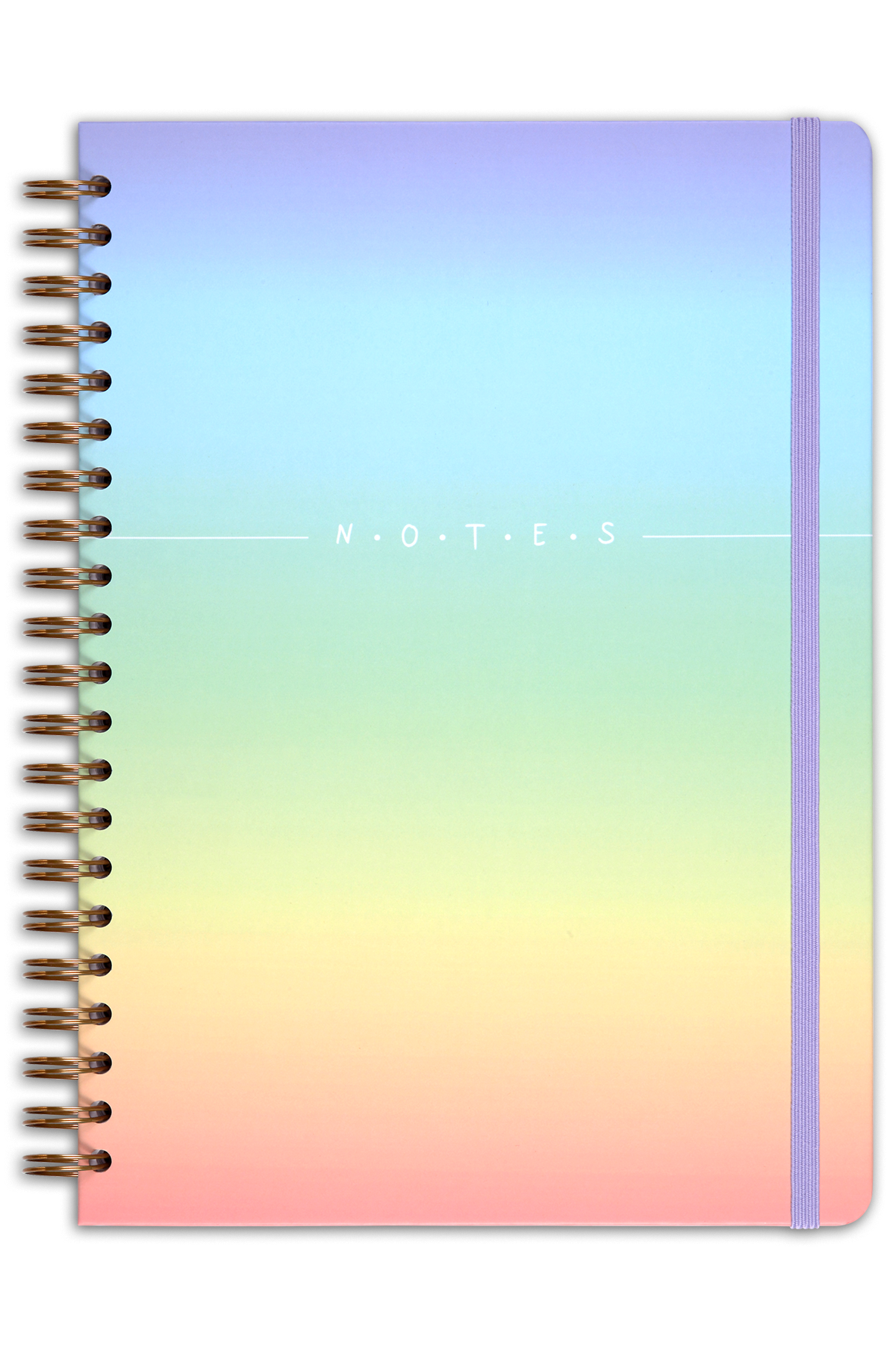 Matt Notebook 20x28 cm A4 Lastikli Spiralli Sert Kapak Not Defteri Çizgili Gökkuşağı