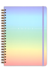 Matt Notebook 20x28 cm A4 Lastikli Spiralli Sert Kapak Not Defteri Çizgili Gökkuşağı